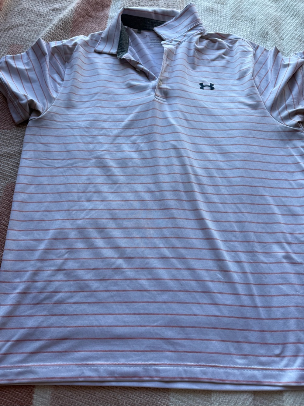 Under Armour Men’s Pink & White Striped Polo